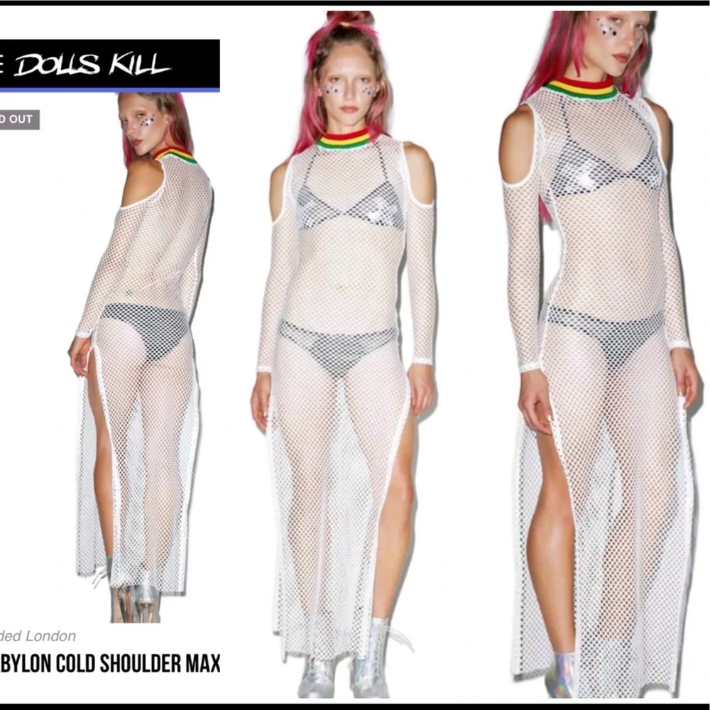 Jaded London, Dolls Kill Babylon, white mesh cold shoulder dress